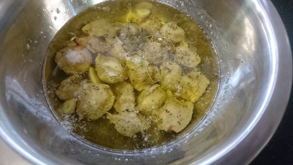 f:id:maido-doumo-naoyadesu:20160709132956j:plain コンフィ 湯煎